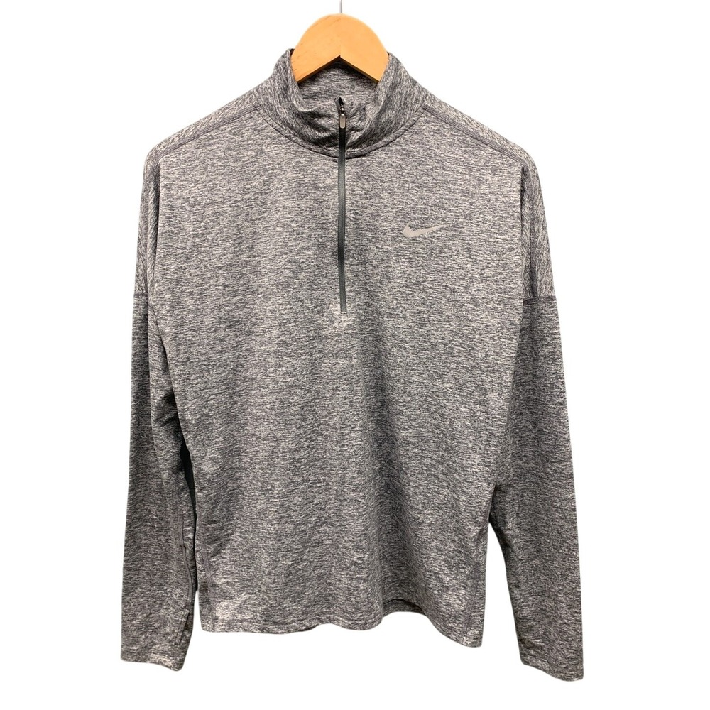 Nike Dri-Fit Running 1/4 Zip Pullover Shirt Mens Medium Gray Activewear Gym Top